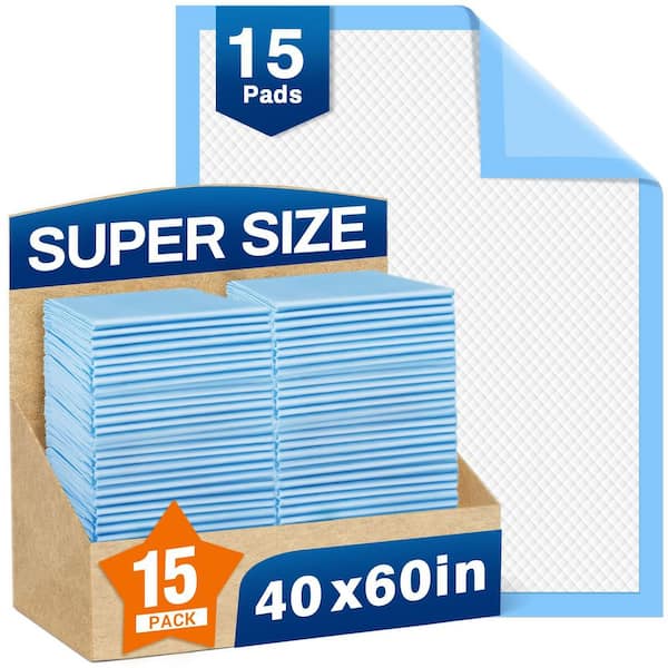 40 in. x 60 in. Disposable Bed Pads, Super Absorbent Underpads for Adults, Elderly, and Pets, 15-Pack