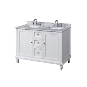 Classic 48 in. W x 23 in. D x 32 in. H Bath Vanity in White with White Carrara Marble Top