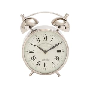 Silver Stainless Steel Traditional Analog Tabletop Clock