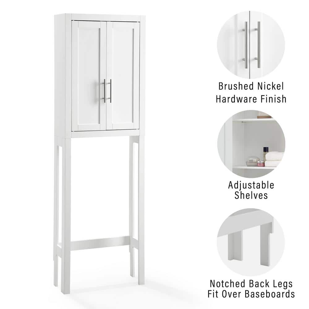Sleek White Adjustable Over-the-Toilet Storage Cabinet