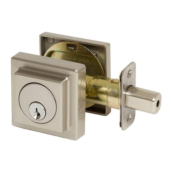 Kira Square Style Single Cylinder Satin Nickel Deadbolt