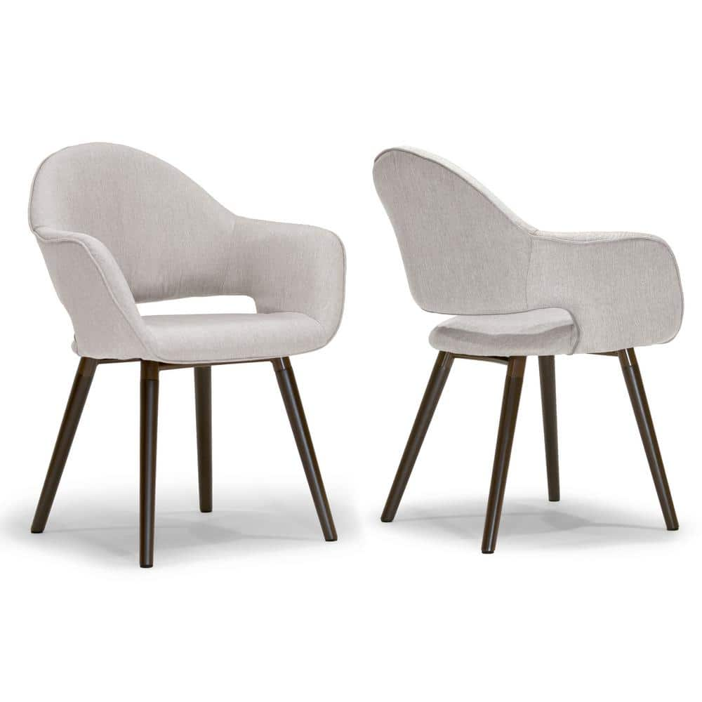 Glamour Home Adel Modern Beige Arm Chair Dining Chair with Beech Legs