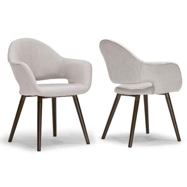 Glamour Home Adel Modern Beige Arm Chair Dining Chair with Beech Legs (Set of 2)