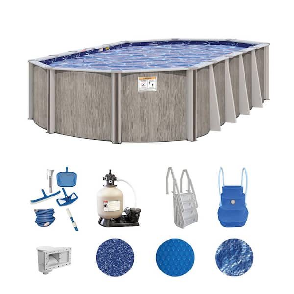 Aspen Wood 16 ft. x 32 ft. Oval 54 in. Deep Above Ground Deluxe Hard Sided Pool Package