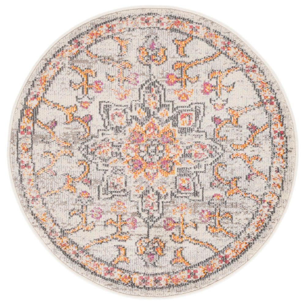 Madison Beige/Orange 5 ft. x 5 ft. Distressed Border Round Area Rug price history on PriceWatchPro