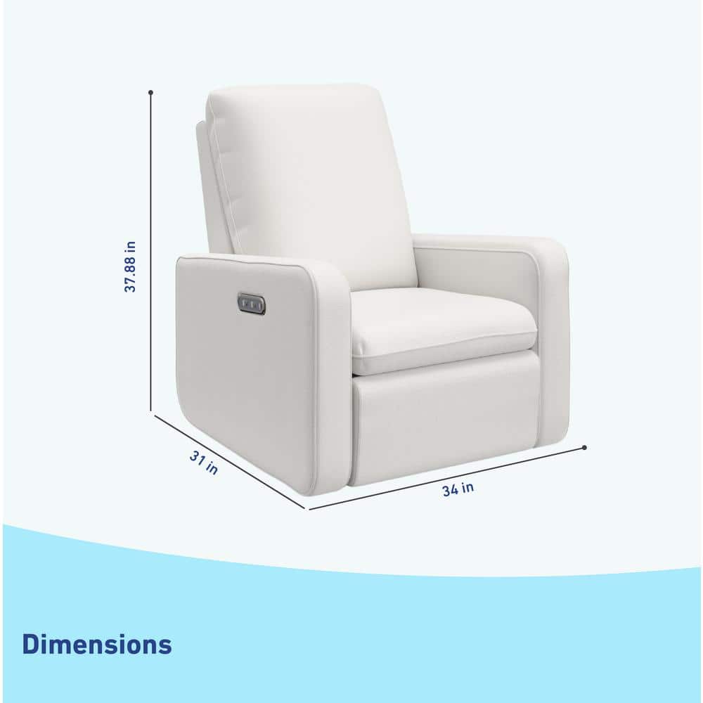 Ivory Basketweave Fully Upholstered Power Recliner Swivel Glider