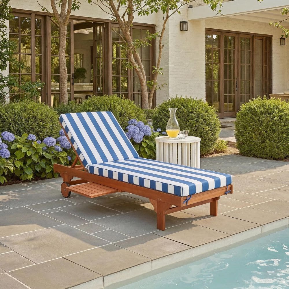 SAFAVIEH Newport Natural 1-Piece Wood Outdoor Chaise Lounge Chair