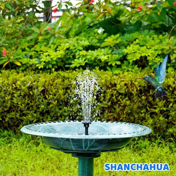 2. 5-Watt Solar Bird Bath Fountains Pump Floating with 6 Nozzles and Fixer for Outdoors Garden Pond Pool Black