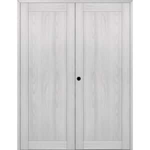 1-Panel Shaker 56 in. x 95.25 in. Right Active Ribeira Ash Wood Composite Double Prehung Interior Door