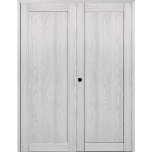 Belldinni 1-Panel Shaker 72 in. x 80 in. Right Active Ribeira Ash Wood Composite Double Prehung Interior Door