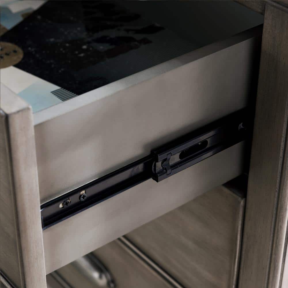 Laurent Smoke Gray Solid Wood Nightstand with USB-C Charging Station