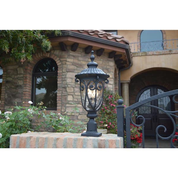 Hailee 3-Light Matte Black Outdoor Post Light