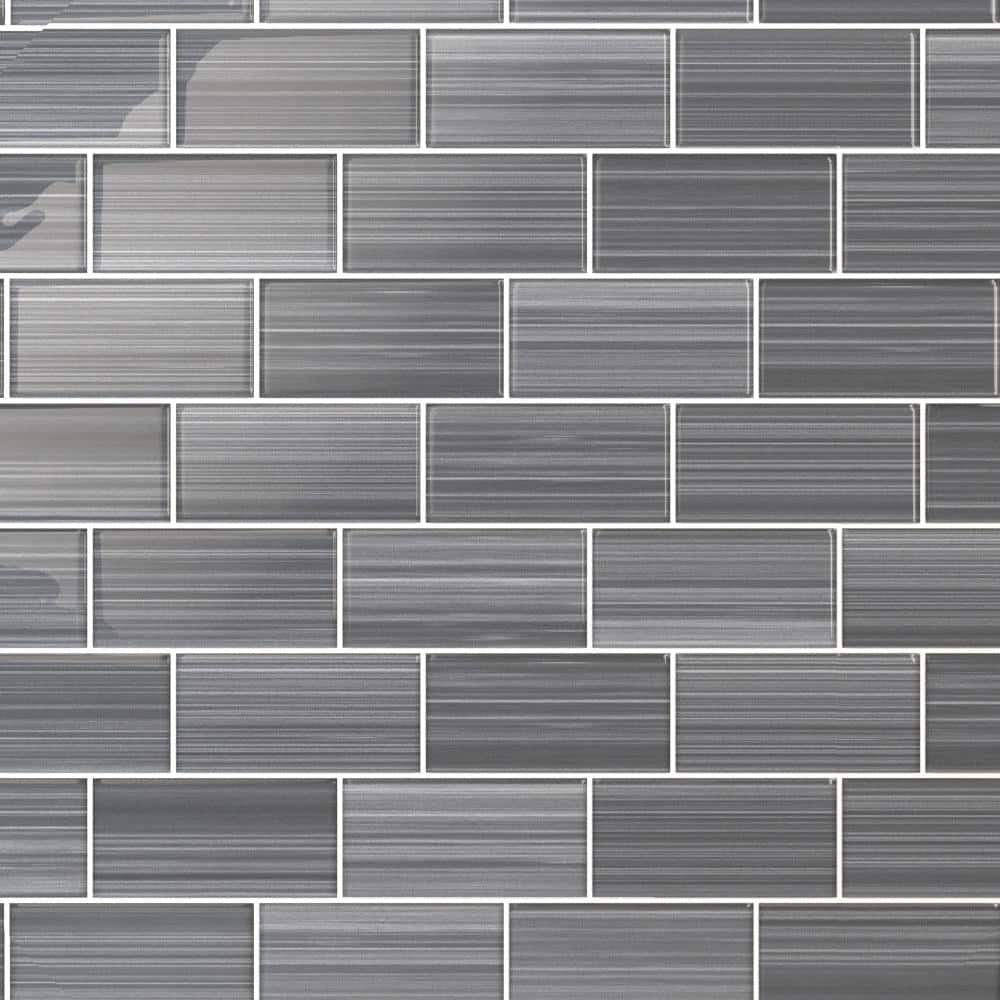 Hand Painted Sample 3 in. x 6 in. Neutral Gray 50 Glass tile (0.125 sq. ft./1 Each) price history on PriceWatchPro