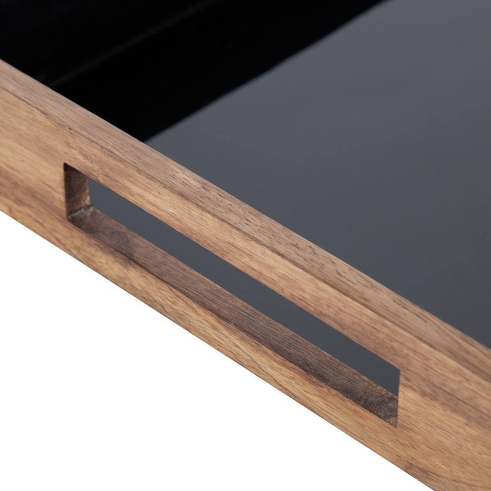 Ehrens Rectangular Natural and Black Mango Wood Tray