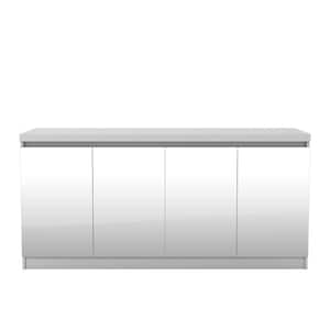 Viennese 62.99 in. White Gloss 6-Shelf Buffet Cabinet with Mirrors