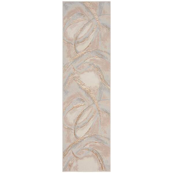 Inspire Me! Home Decor Brushstrokes Beige Grey 2 ft. x 8 ft. Brushstroke Contemporary Runner Area Rug