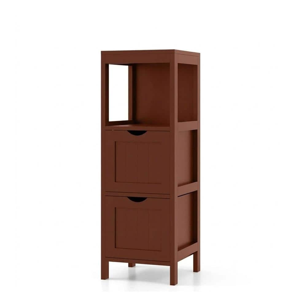 Freestanding Bathroom Floor Cabinet with 2 Removable Drawers Open Shelf Anti-Toppling Device Slim Design price history on PriceWatchPro