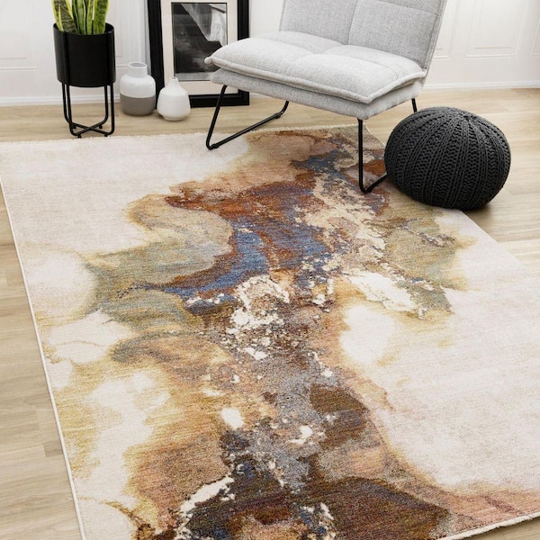 Ceyra Collections 5 ft. x 8 ft. Beige Organic Indoor Area Rug