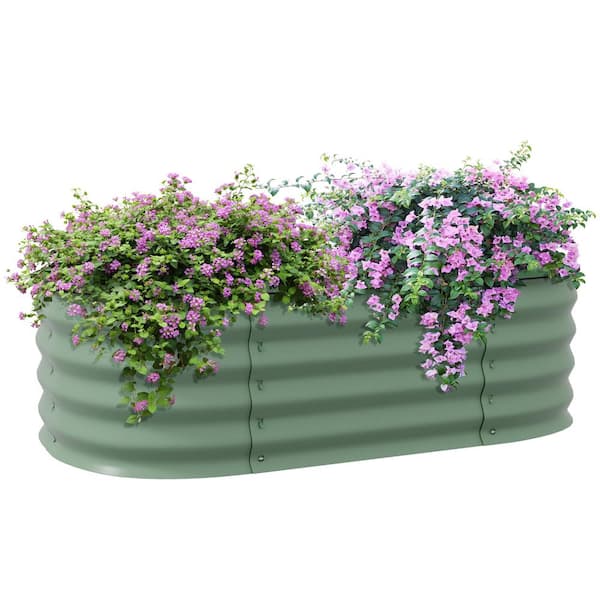 Outsunny Galvanized Raised Garden Bed Kit, Metal Planter Box with Safety Edging, 41.25 in. x 24.5 in. x 11.75 in., Green
