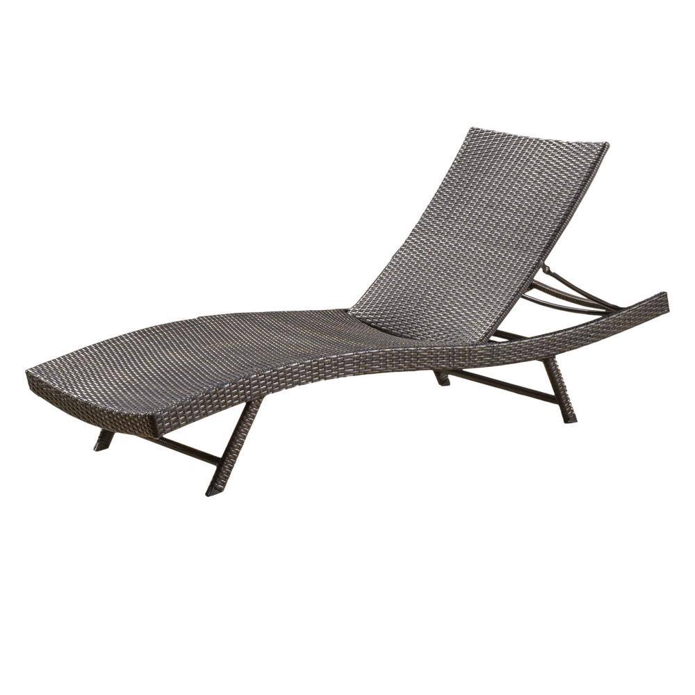 Brown Multi Metal Outdoor Chaise Lounge
