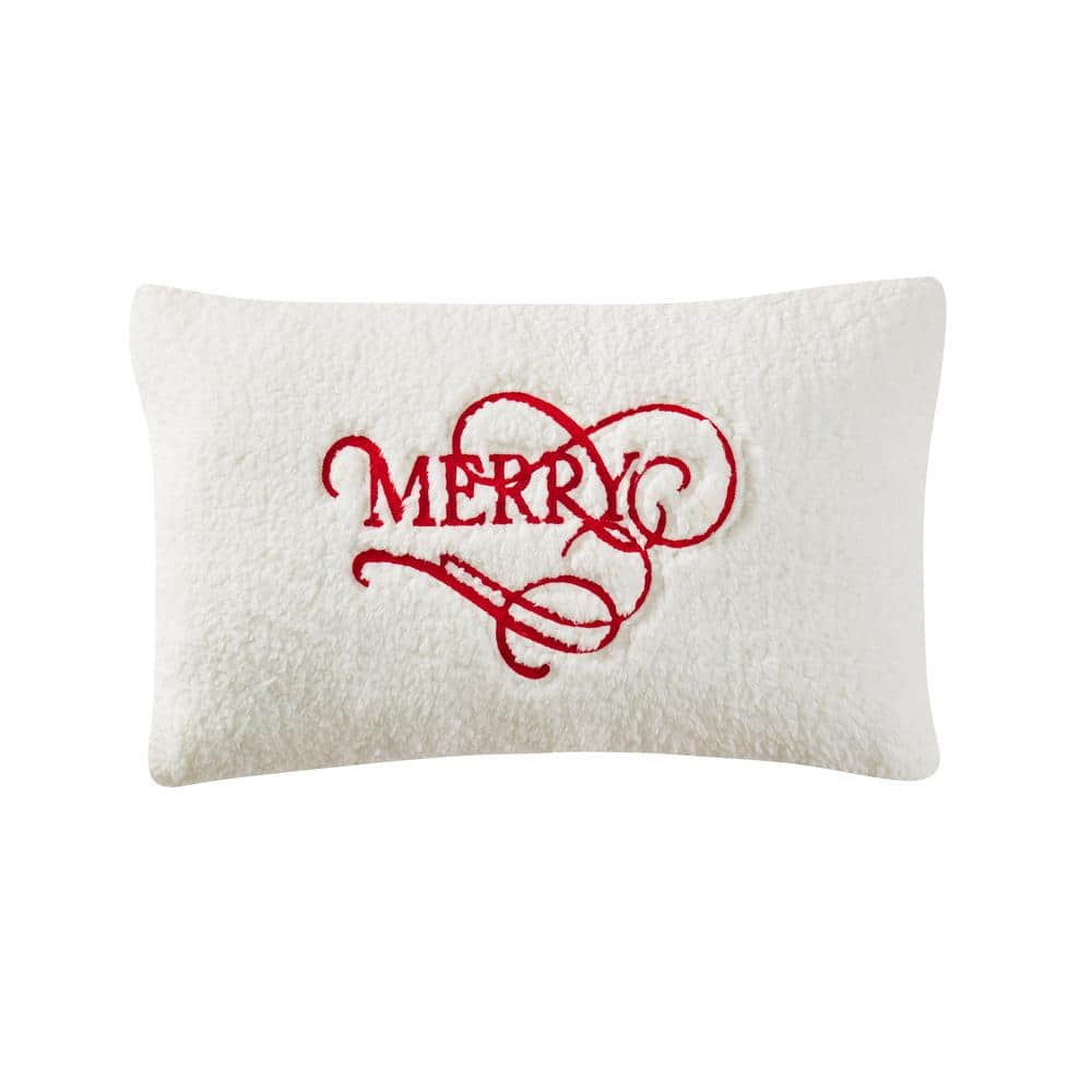 Merry Pillow White Polyester Boudoir Decorative Throw Pillow