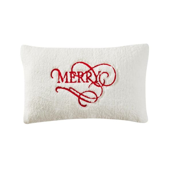 Unbranded Merry Pillow White Polyester Boudoir Decorative Throw Pillow