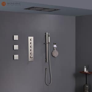5 Spray 2.5 GPM 28 in. Shower Head Flush-Mounted Luxury LED and Music Thermostatic Shower System in Brushed Nickel