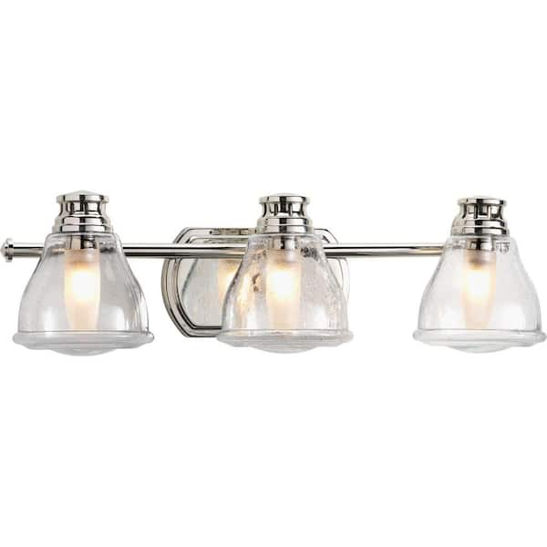 Progress Lighting Academy Collection 3-Light Polished Chrome Bathroom Vanity Light