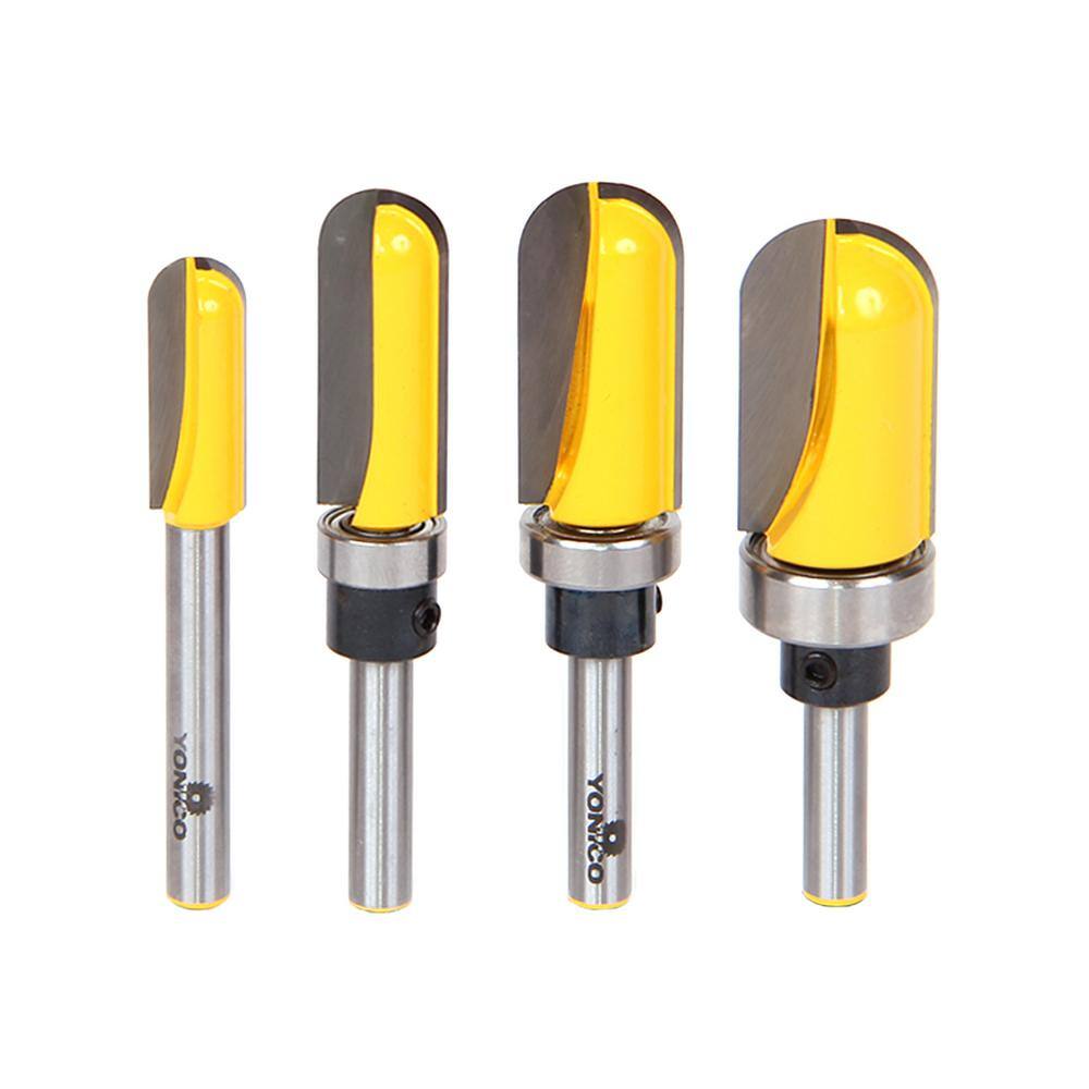 Yonico 1/4 in. Core Box Shank Carbide Tipped Router Bit Set (4-Piece ...