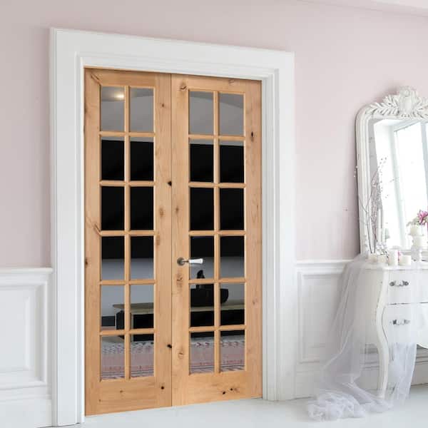 Krosswood Doors 48 in. x 96 in. Rustic Knotty Alder 12-Lite Low E