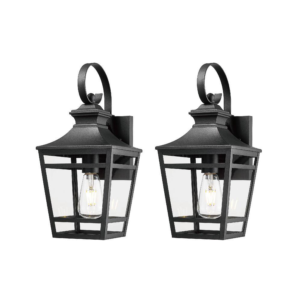 16.5 in. 1-Light Waterproof Black Outdoor Hardwired Wall Lantern Sconce wit