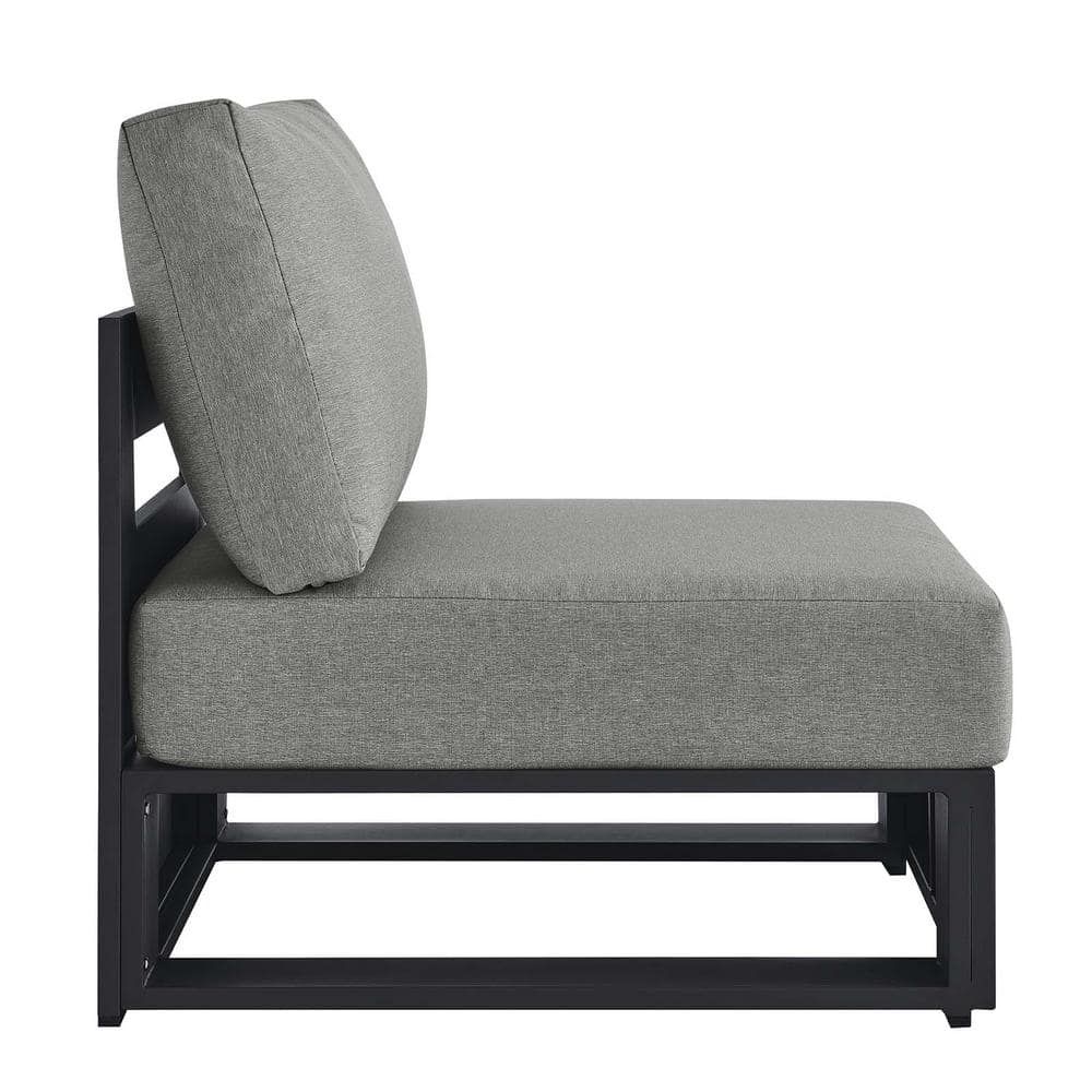 Gray Aluminum Armless Patio Chair with Weather-Resistant Cushions