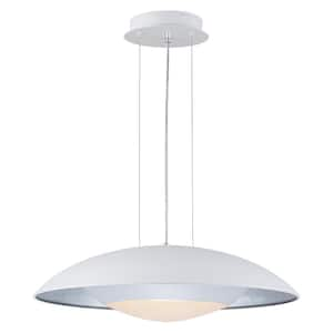 33-Watt 1-Light White Modern Saucer UFO Integrated LED Pendant Light with Metal Shade