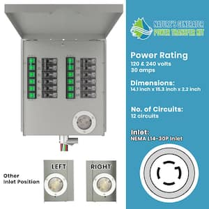 12-Circuits 120-Volt/240-Volt 30Amp Non-Automatic Power Transfer Switch Kit