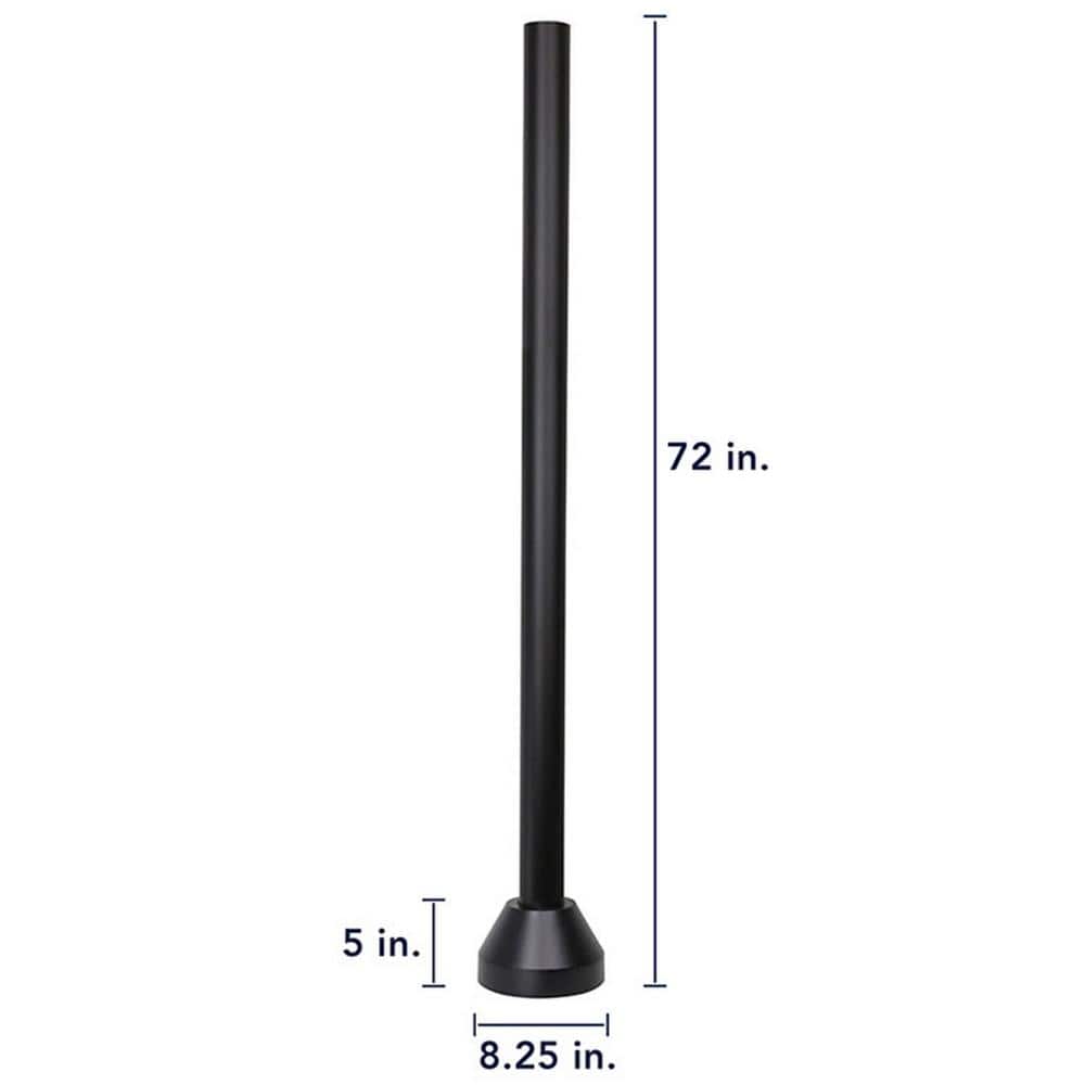 6-Foot Black Aluminum Surface Mount Lamp Post with Decorative Base