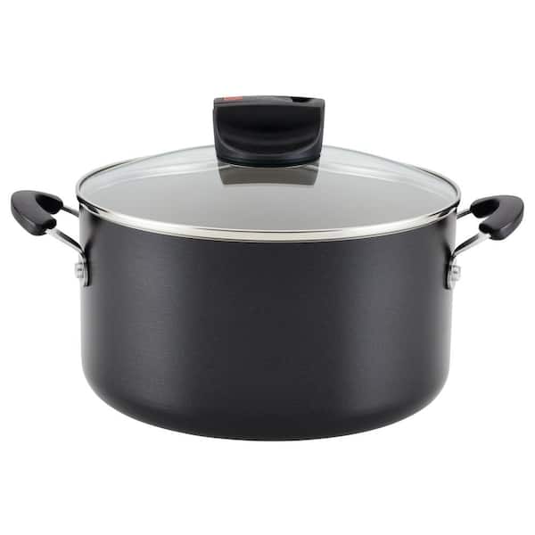 Farberware 6 qt. Black Aluminum Nonstick Smart Control Stockpot with Lid