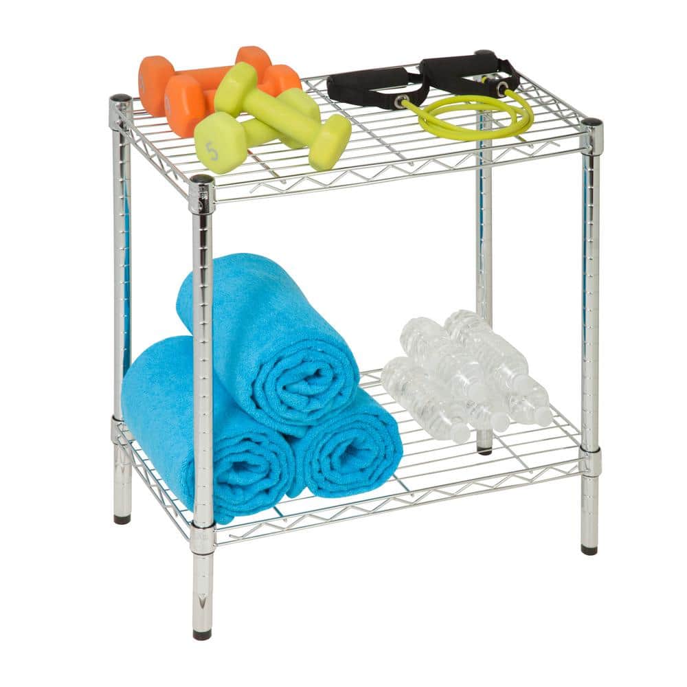 Small 2-Tier Adjustable Chrome Shelving Unit