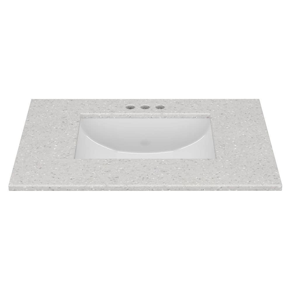 31 in. W x 22 in. D Cultured Marble Rectangular Undermount Single Basin Vanity Top in Silver Stream price history on PriceWatchPro