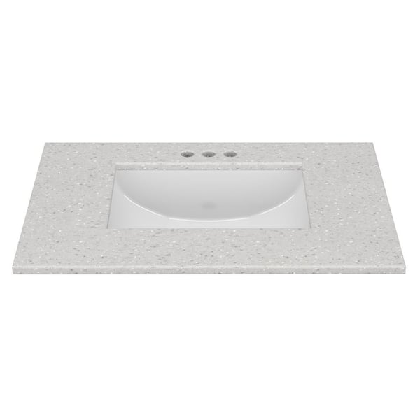 31 in. W x 22 in. D Cultured Marble Rectangular Undermount Single Basin Vanity Top in Silver Stream