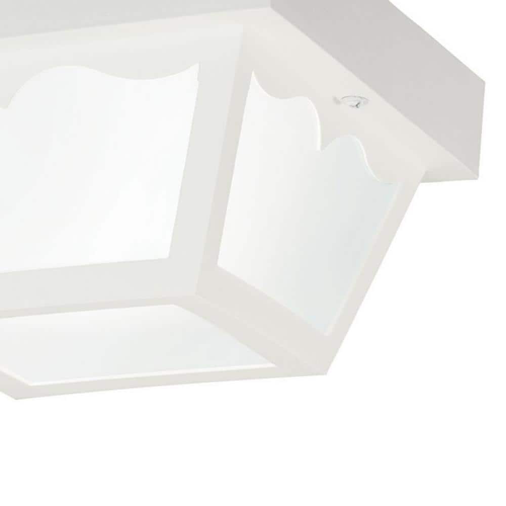 White Frosted Glass 8.5" Outdoor Flush Mount Light