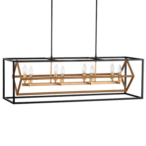 Tilla 12 in. 8-Light Indoor Matte Black and Matte Gold Chandelier with Light Kit