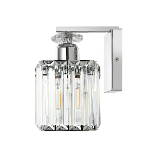 WINGBO 4.3 in. 1Light Crystal Bathroom Vanity Light, Chrome Modern