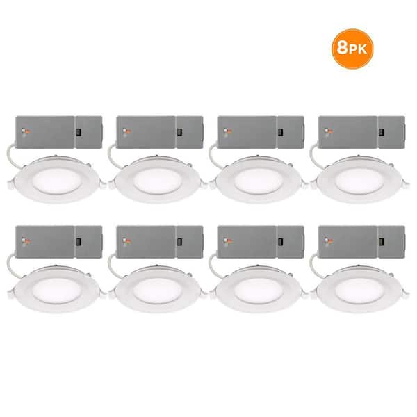 Commercial Electric 4 in. Adjustable CCT Integrated LED Canless Recessed Light Trim 650 Lumens Kitchen Bathroom Remodel Wet Rated (8-Pack)
