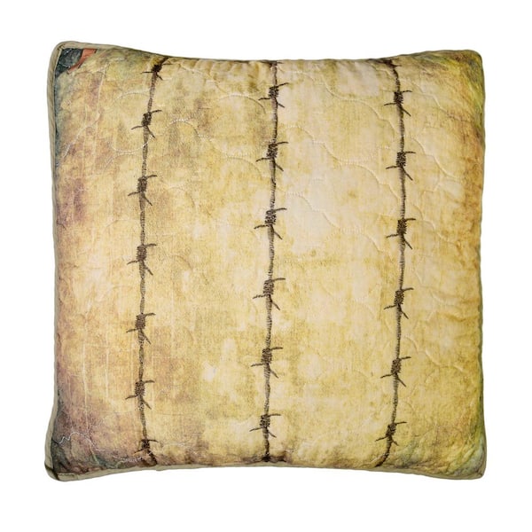 DONNA SHARP Wood Patch Barbed Wire Brown Polyester 18 in. L x 18 in. W Decorative Throw Pillow