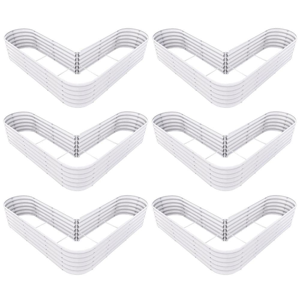 6-Set Heart-Shaped Galvanized Steel Raised Garden Beds 81 x 81 x 18 in. Pla