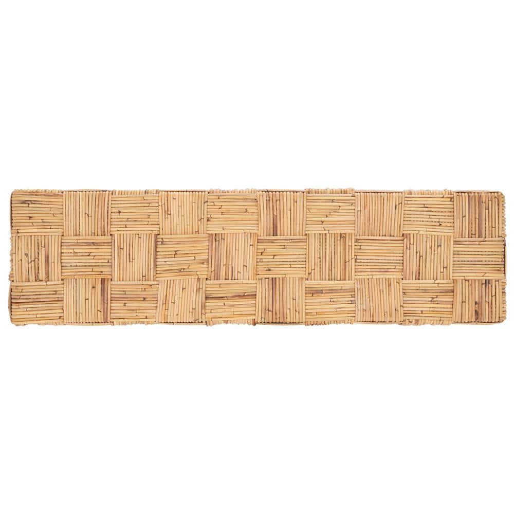 Honey Natural Rattan Console Table with Storage