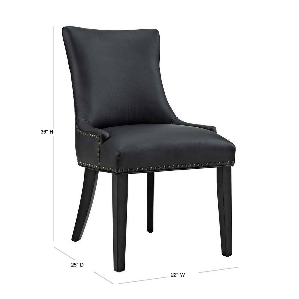 High Back Black Leather Upholstered Parsons Side Chair