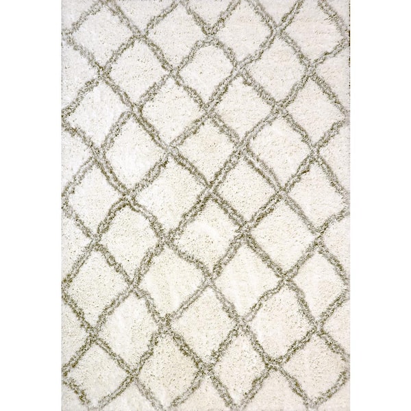 Nordic White/Silver 5 ft. 1 in. x 7 ft. 2 in. Trellis Area Rug