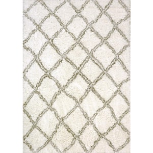 Nordic White/Silver 7 ft. 5 in. x 10 ft. 6 in. Trellis Area Rug