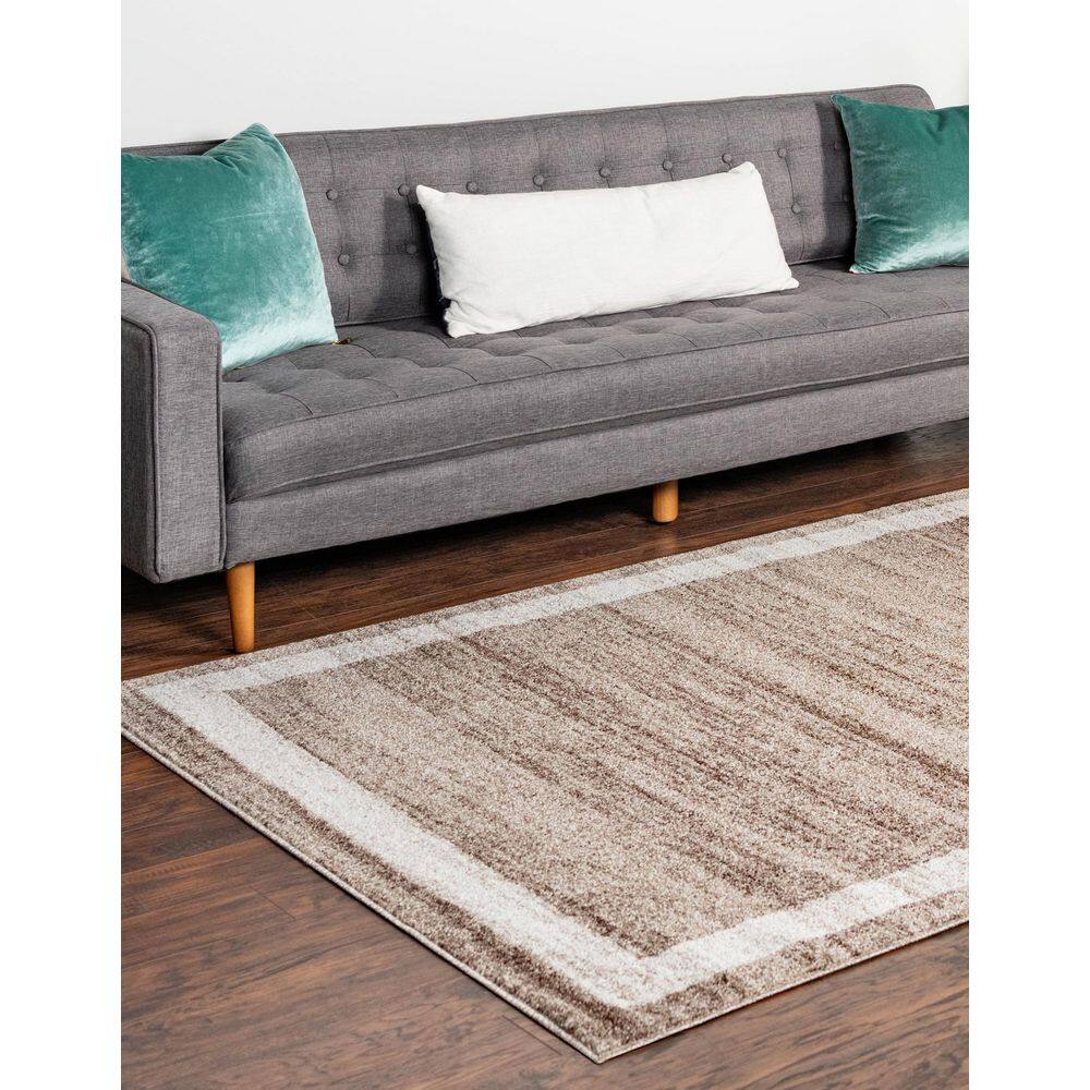 Angelica Light Brown and Ivory 7'x10' Easy-Care Area Rug